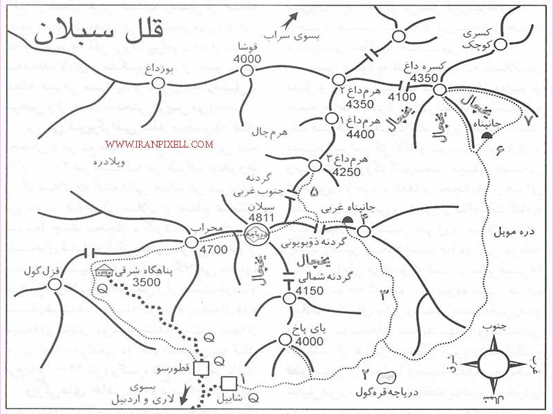 نقشه کوهستان سبلان